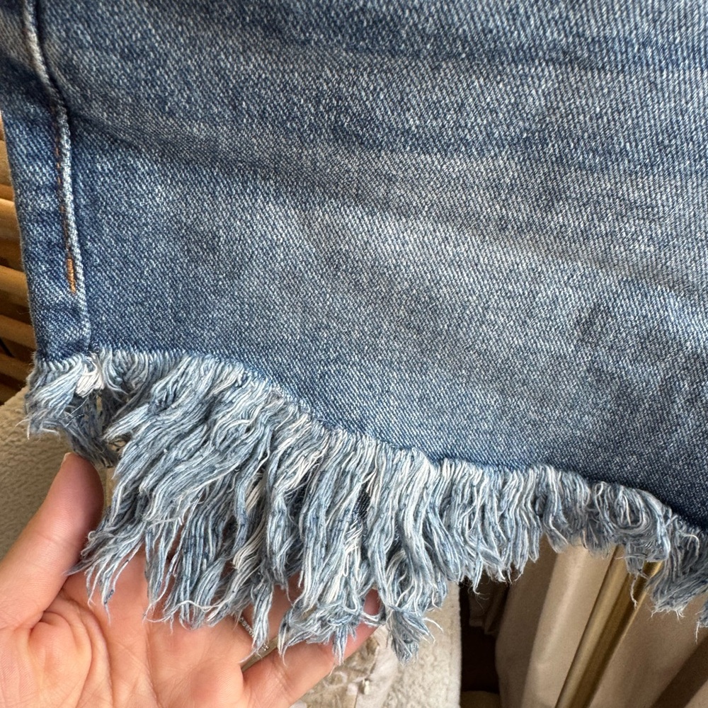 INC International Concepts Blue Frayed Jean Shorts | 2/26 - Picture 4 of 5